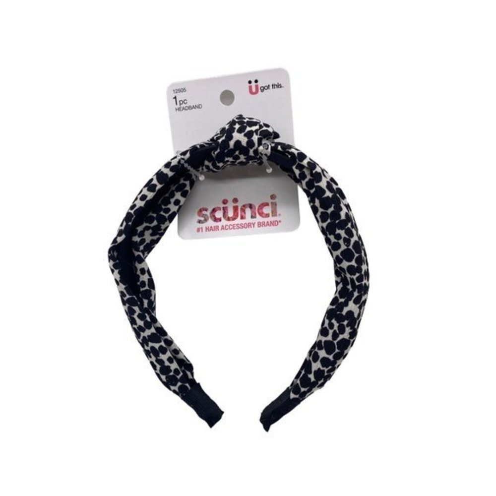 Scunci Everyday Headband 5 Inch Leopard Print Plastic‎ Flexible W Fabric New